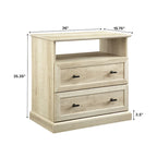 Comodino classico a 2 cassetti noce scuro/rovere bianco per 1