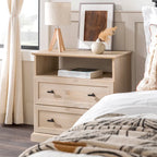 Comodino classico a 2 cassetti noce scuro/rovere bianco per 1
