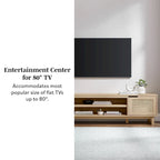 Mobile TV Scandi con ante effetto rattan, 2 ante, rovere costiero/nero, per TV fino a 75"