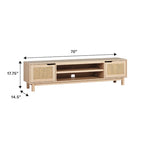 Mobile TV Scandi con ante effetto rattan, 2 ante, rovere costiero/nero, per TV fino a 75"