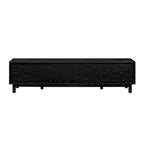 Mobile TV Scandi con ante effetto rattan, 2 ante, rovere costiero/nero, per TV fino a 75"