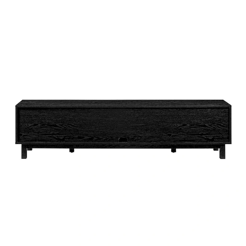 Mobile TV Scandi con ante effetto rattan, 2 ante, rovere costiero/nero, per TV fino a 75"
