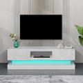 Mobile porta TV moderno bianco con luci LED e 2 cassetti, adatto per TV fino a 65", 1 persona