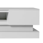 Mobile porta TV moderno bianco con luci LED e 2 cassetti, adatto per TV fino a 65", 1 persona