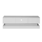 Mobile porta TV moderno bianco con luci LED e 2 cassetti, adatto per TV fino a 65", 1 persona
