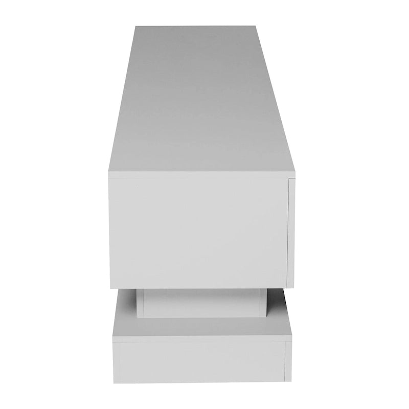 Mobile porta TV moderno bianco con luci LED e 2 cassetti, adatto per TV fino a 65", 1 persona