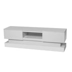 Mobile porta TV moderno bianco con luci LED e 2 cassetti, adatto per TV fino a 65", 1 persona