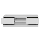 Mobile porta TV moderno bianco con luci LED e 2 cassetti, adatto per TV fino a 65", 1 persona