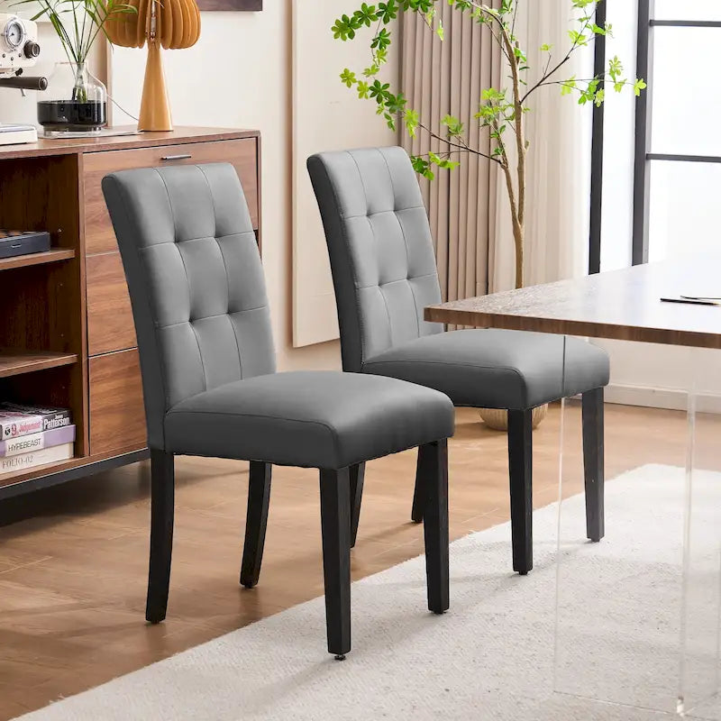 Sedia da pranzo trapuntata in similpelle nera/grigia/marrone/beige, set da 2