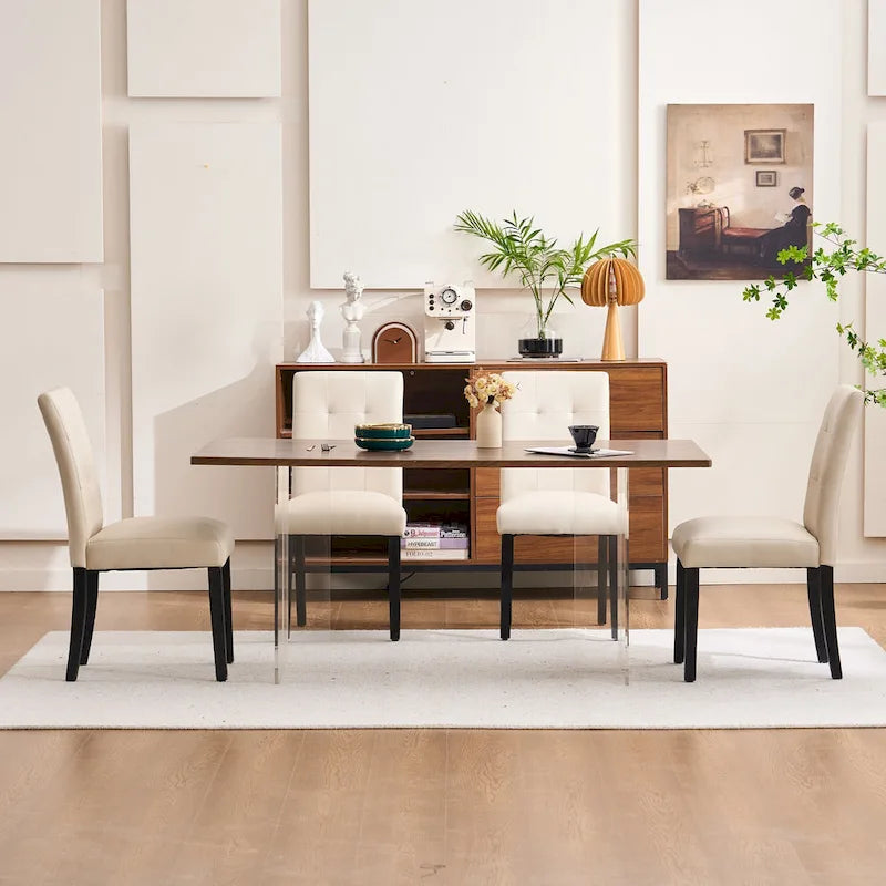 Sedia da pranzo trapuntata in similpelle nera/grigia/marrone/beige, set da 2