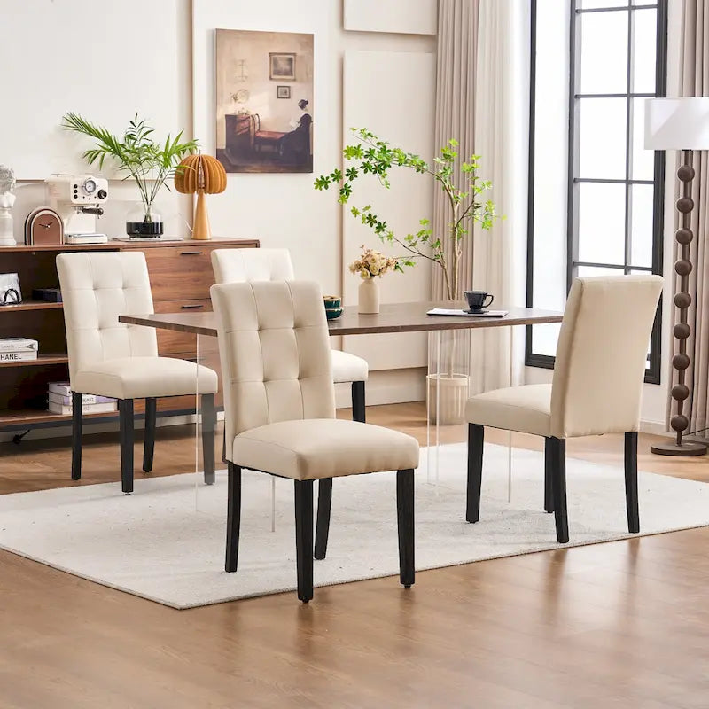 Sedia da pranzo trapuntata in similpelle nera/grigia/marrone/beige, set da 2