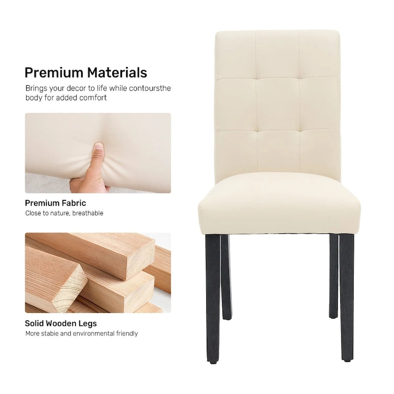 Sedia da pranzo trapuntata in similpelle nera/grigia/marrone/beige, set da 2