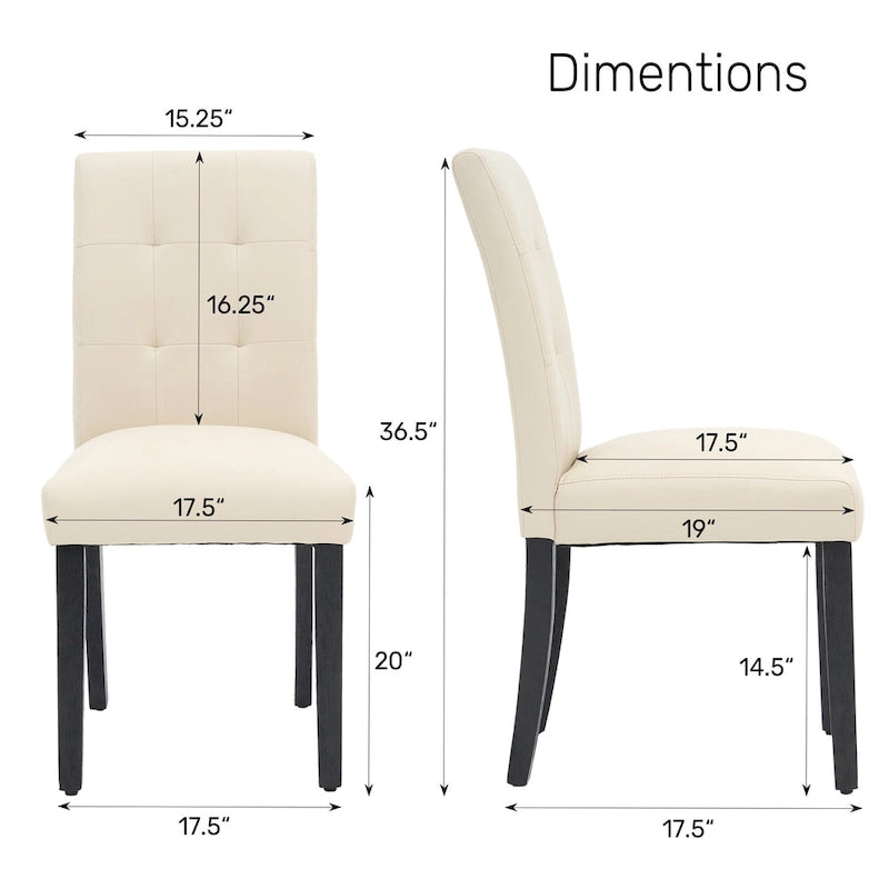 Sedia da pranzo trapuntata in similpelle nera/grigia/marrone/beige, set da 2