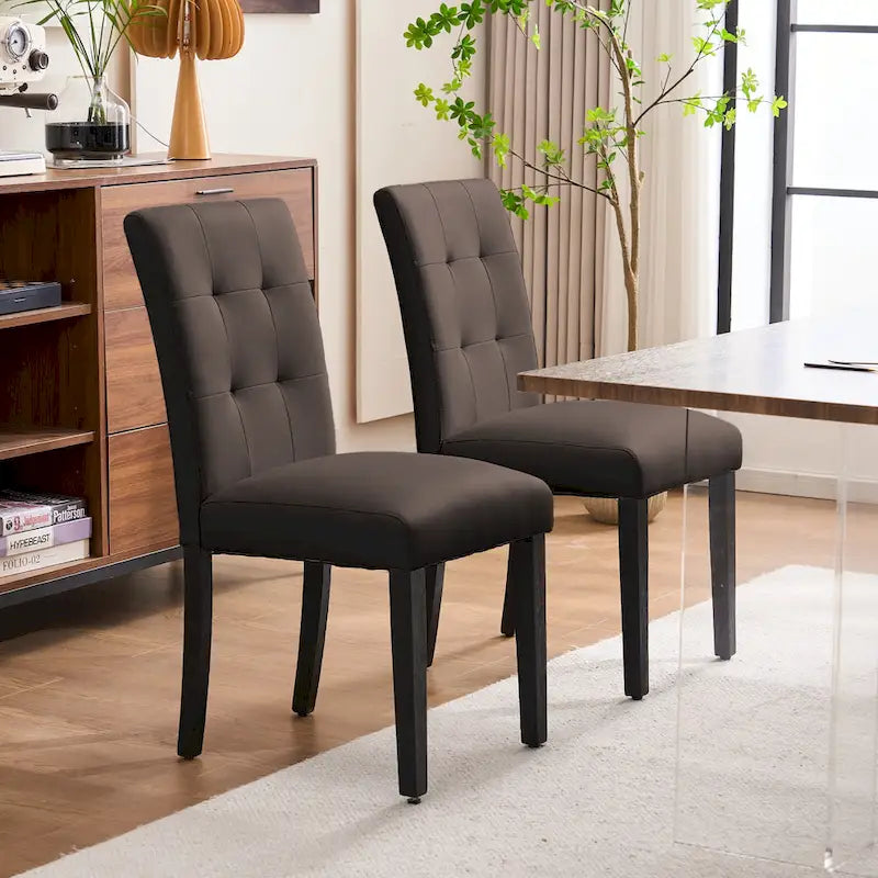 Sedia da pranzo trapuntata in similpelle nera/grigia/marrone/beige, set da 2