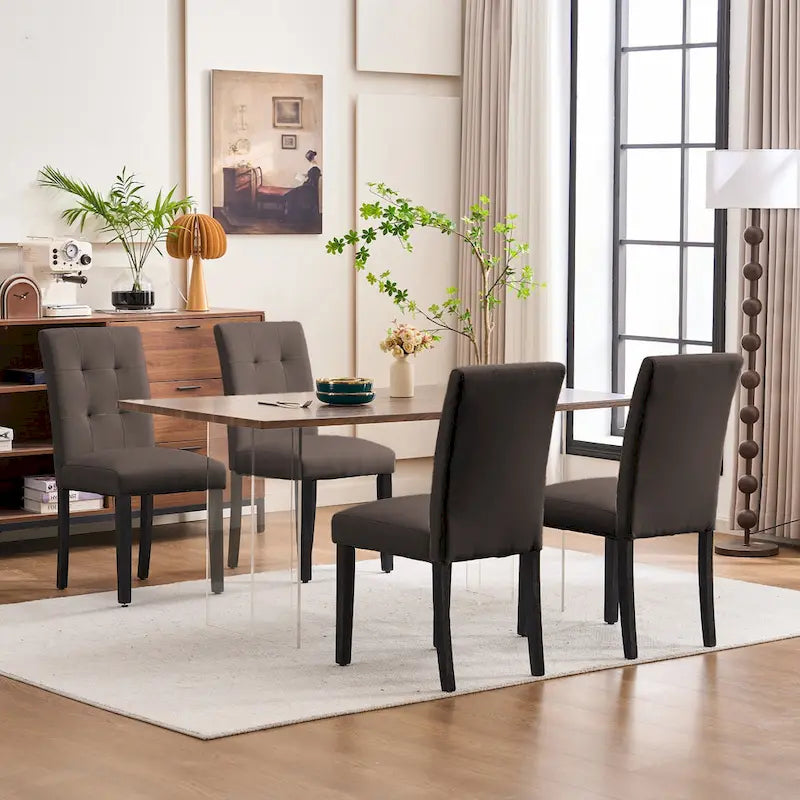 Sedia da pranzo trapuntata in similpelle nera/grigia/marrone/beige, set da 2