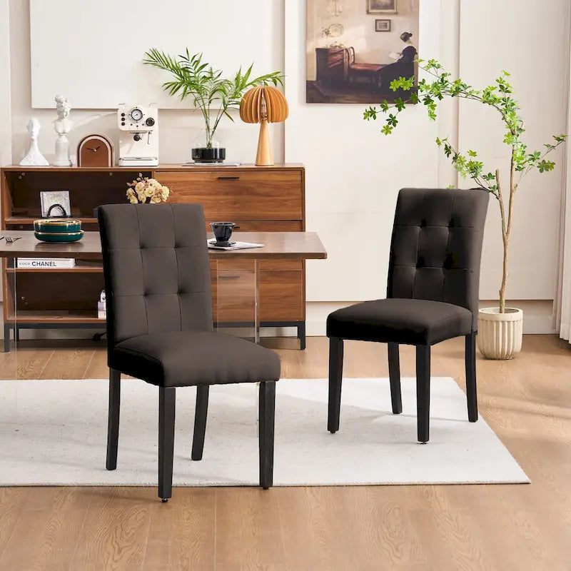 Sedia da pranzo trapuntata in similpelle nera/grigia/marrone/beige, set da 2