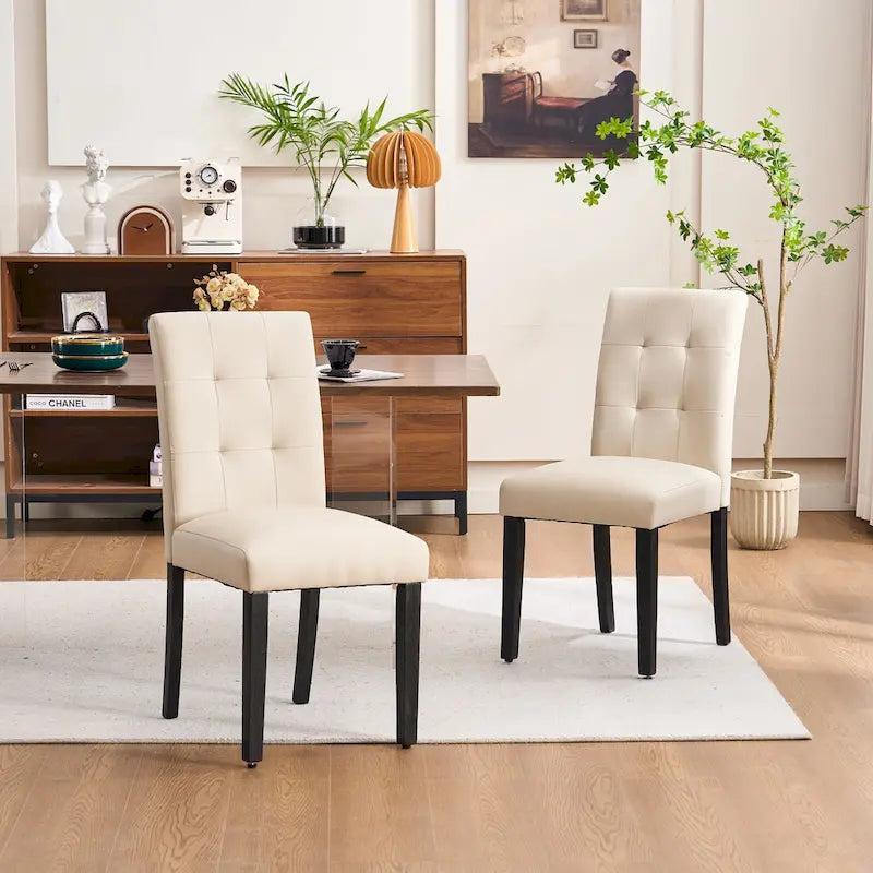 Sedia da pranzo trapuntata in similpelle nera/grigia/marrone/beige, set da 2