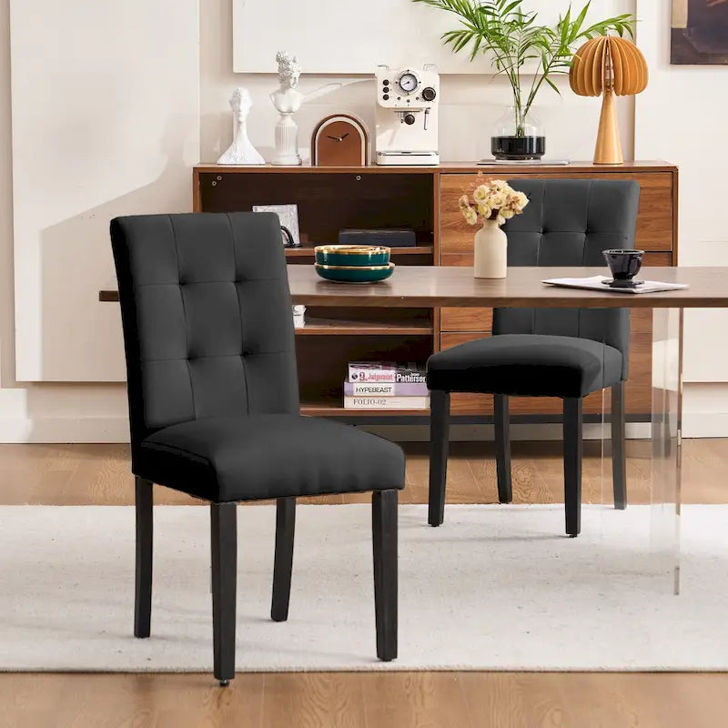 Sedia da pranzo trapuntata in similpelle nera/grigia/marrone/beige, set da 2