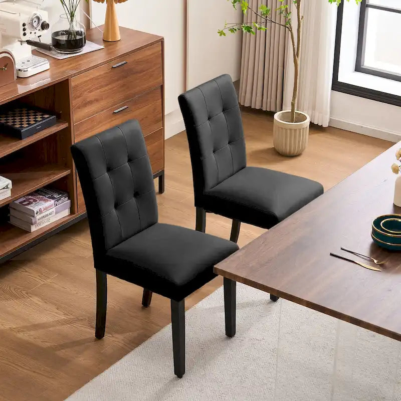 Sedia da pranzo trapuntata in similpelle nera/grigia/marrone/beige, set da 2