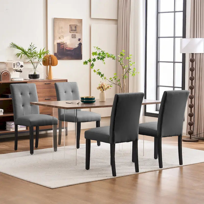 Sedia da pranzo trapuntata in similpelle nera/grigia/marrone/beige, set da 2