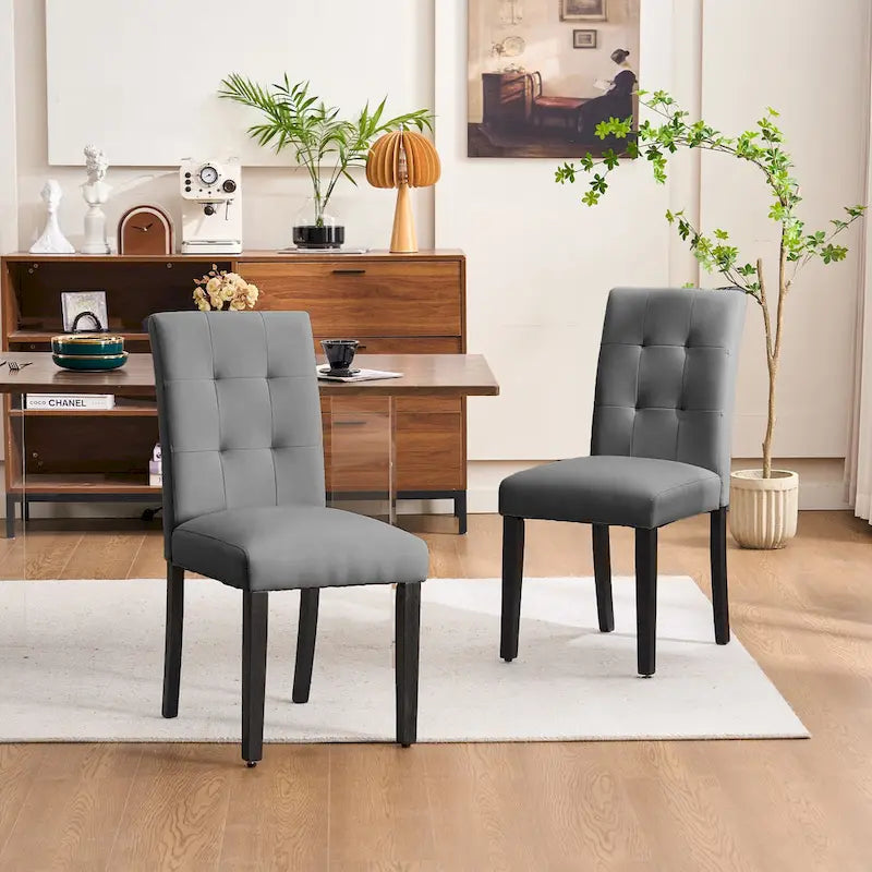 Sedia da pranzo trapuntata in similpelle nera/grigia/marrone/beige, set da 2