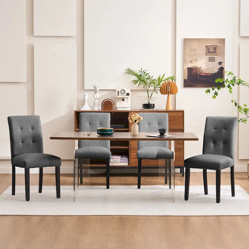 Sedia da pranzo trapuntata in similpelle nera/grigia/marrone/beige, set da 2