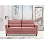 Divano a 3 Posti con Braccioli Inclinati in Velluto Rosa/Grigio/Avorio/Blu Scuro, Stile Mid-Century