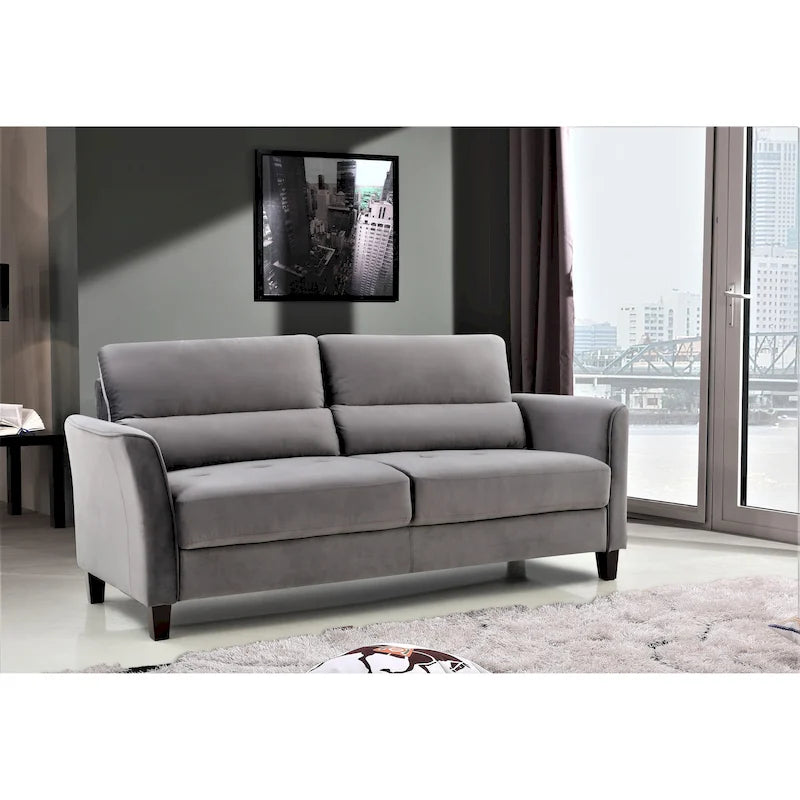 Divano a 3 Posti con Braccioli Inclinati in Velluto Rosa/Grigio/Avorio/Blu Scuro, Stile Mid-Century