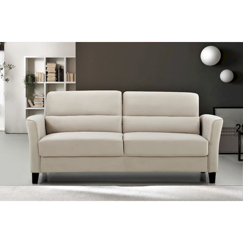 Divano a 3 Posti con Braccioli Inclinati in Velluto Rosa/Grigio/Avorio/Blu Scuro, Stile Mid-Century