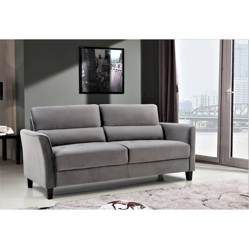 Divano a 3 Posti con Braccioli Inclinati in Velluto Rosa/Grigio/Avorio/Blu Scuro, Stile Mid-Century