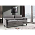 Divano a 3 Posti con Braccioli Inclinati in Velluto Rosa/Grigio/Avorio/Blu Scuro, Stile Mid-Century
