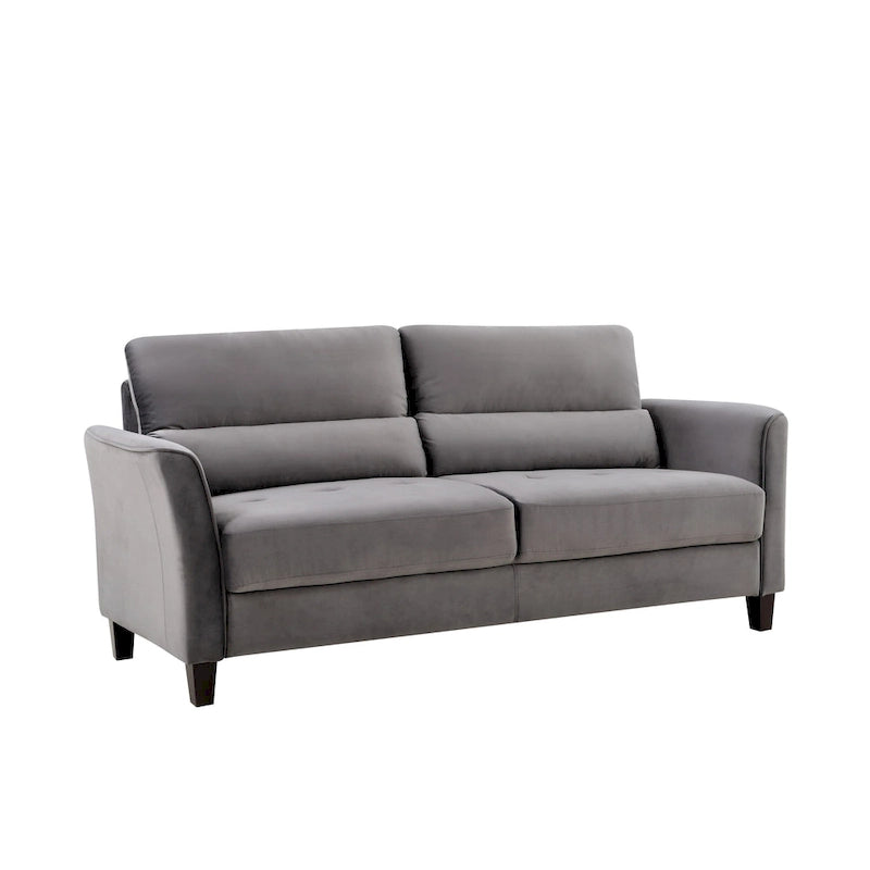 Divano a 3 Posti con Braccioli Inclinati in Velluto Rosa/Grigio/Avorio/Blu Scuro, Stile Mid-Century
