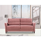 Divano a 3 Posti con Braccioli Inclinati in Velluto Rosa/Grigio/Avorio/Blu Scuro, Stile Mid-Century