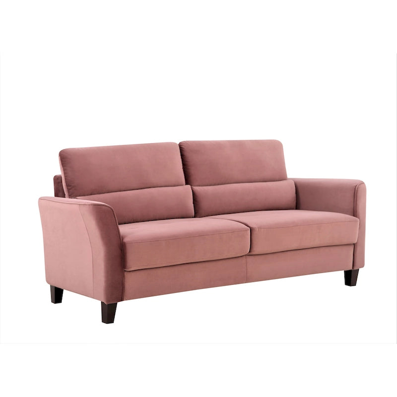 Divano a 3 Posti con Braccioli Inclinati in Velluto Rosa/Grigio/Avorio/Blu Scuro, Stile Mid-Century