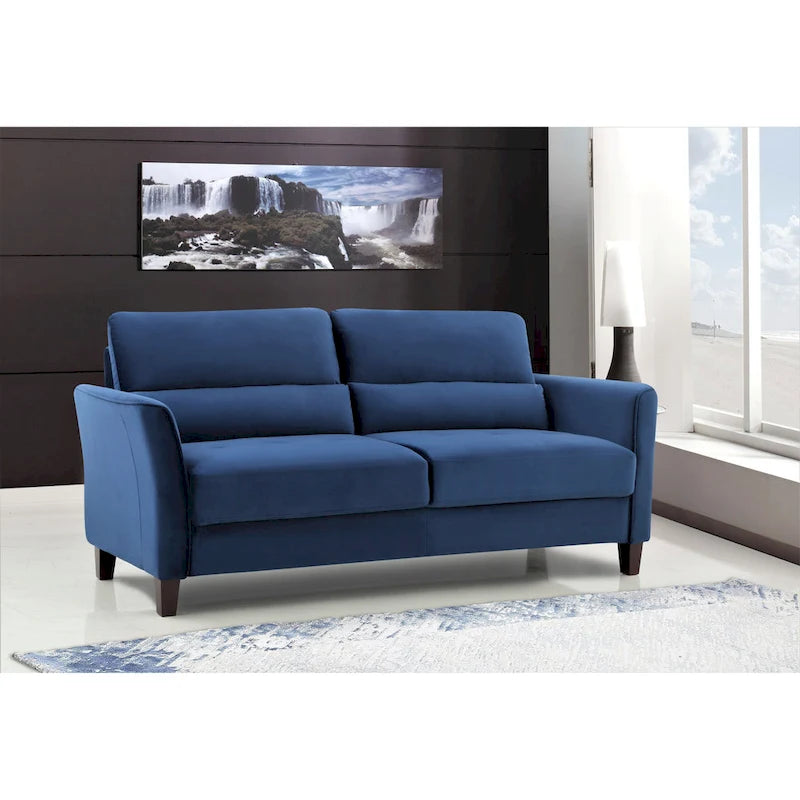 Divano a 3 Posti con Braccioli Inclinati in Velluto Rosa/Grigio/Avorio/Blu Scuro, Stile Mid-Century