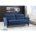 Divano a 3 Posti con Braccioli Inclinati in Velluto Rosa/Grigio/Avorio/Blu Scuro, Stile Mid-Century