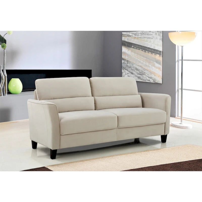 Divano a 3 Posti con Braccioli Inclinati in Velluto Rosa/Grigio/Avorio/Blu Scuro, Stile Mid-Century