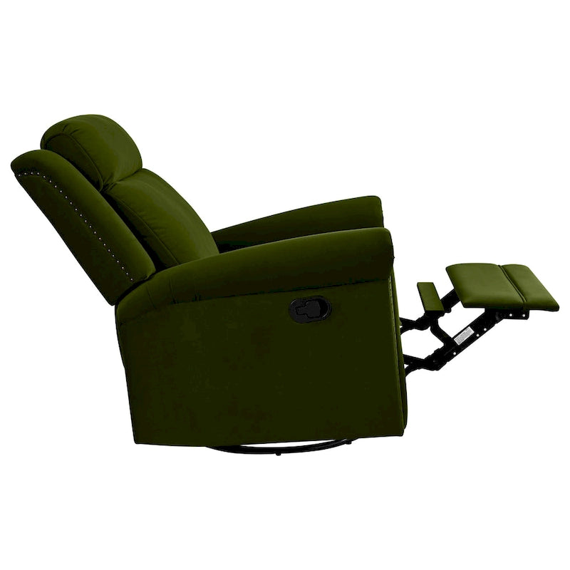 Poltrona reclinabile girevole in velluto verde/marrone chiaro, 1 posto