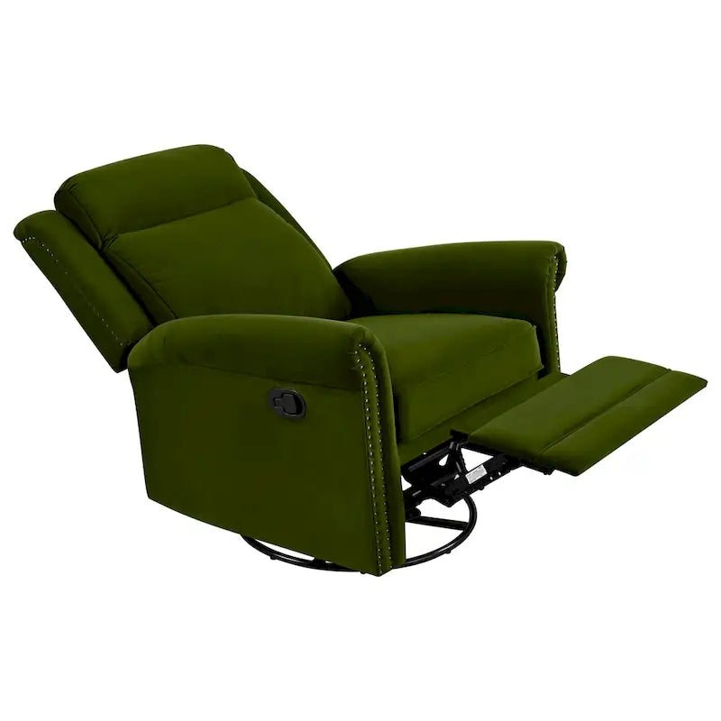 Poltrona reclinabile girevole in velluto verde/marrone chiaro, 1 posto