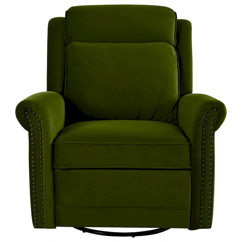 Poltrona reclinabile girevole in velluto verde/marrone chiaro, 1 posto