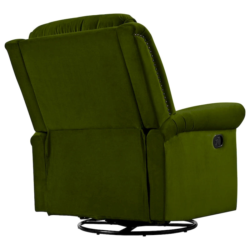 Poltrona reclinabile girevole in velluto verde/marrone chiaro, 1 posto