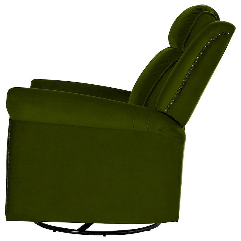 Poltrona reclinabile girevole in velluto verde/marrone chiaro, 1 posto