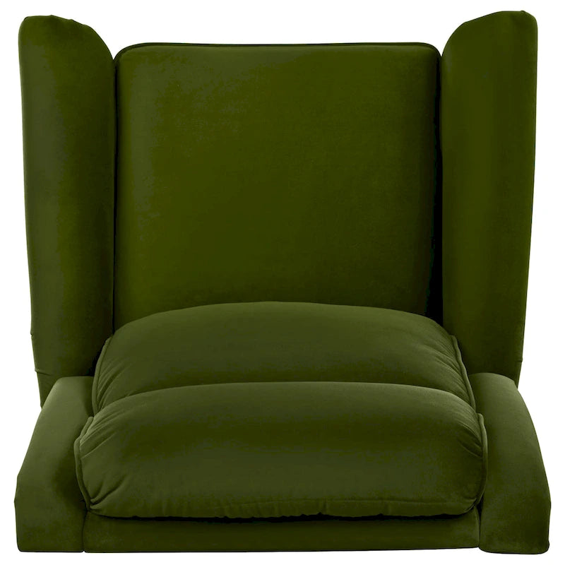 Poltrona reclinabile girevole in velluto verde/marrone chiaro, 1 posto