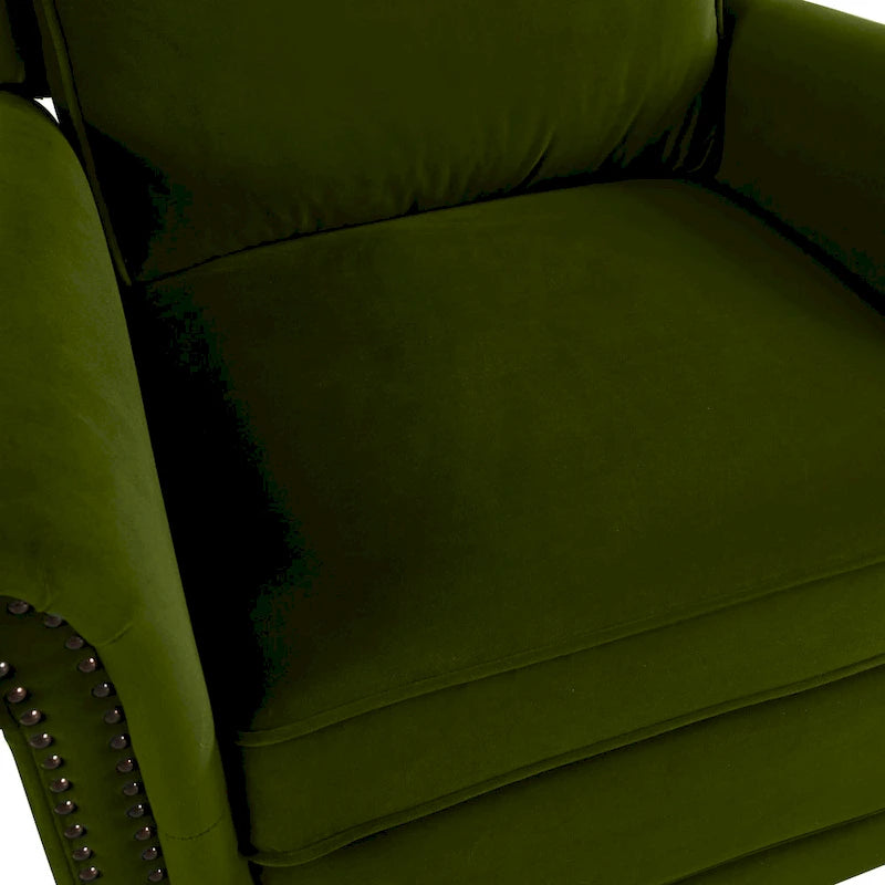 Poltrona reclinabile girevole in velluto verde/marrone chiaro, 1 posto
