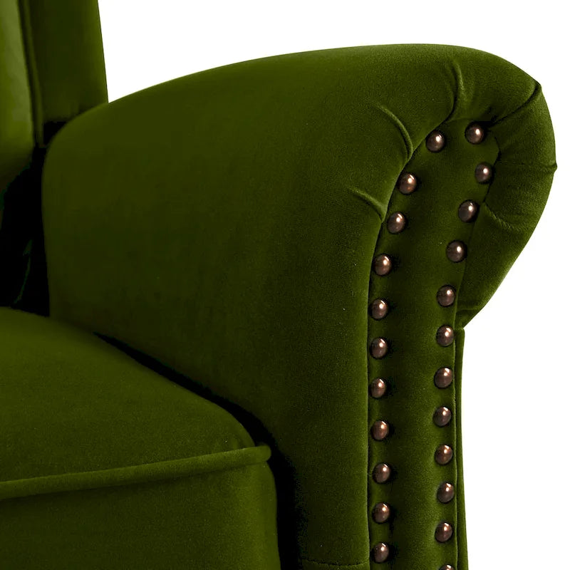 Poltrona reclinabile girevole in velluto verde/marrone chiaro, 1 posto