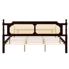 Letto a piattaforma con testiera in rattan espresso, king size, 1 persona