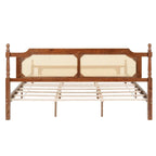 Letto a piattaforma con testiera in rattan espresso, king size, 1 persona