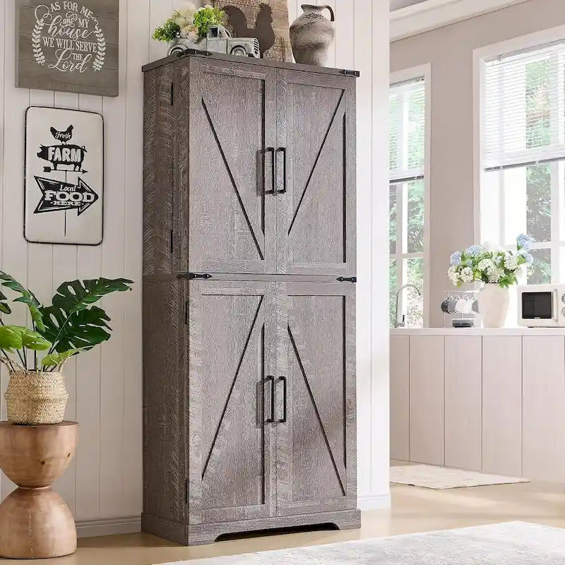 Mobile da cucina rustico blu/grigio/marrone/nero/bianco con ante a scomparsa e doppie porte scorrevoli, per 1 persona