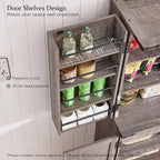 Mobile da cucina rustico blu/grigio/marrone/nero/bianco con ante a scomparsa e doppie porte scorrevoli, per 1 persona