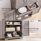 Mobile da cucina rustico blu/grigio/marrone/nero/bianco con ante a scomparsa e doppie porte scorrevoli, per 1 persona